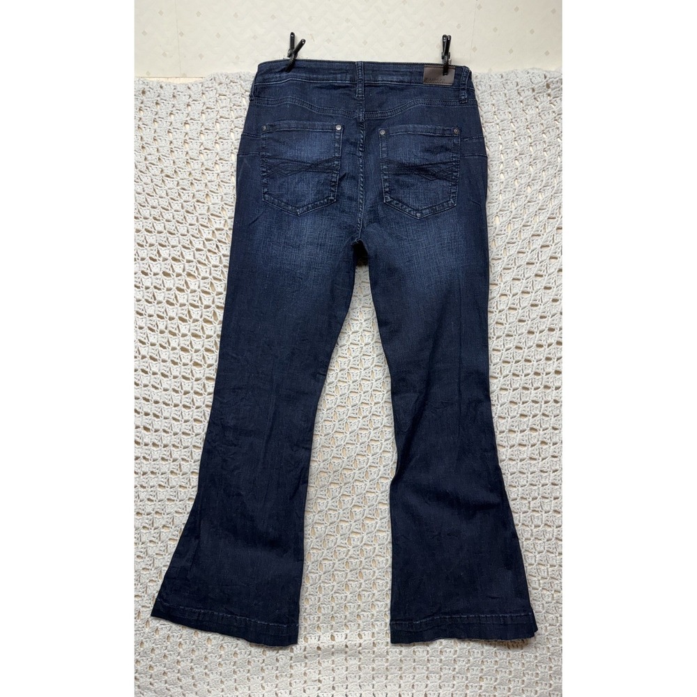 Rank 45 Boot Cut Jeans Women Sz 33W 32L Blue Denim Dark Wash Stretch Western